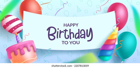 Happy birthday text vector template design. Birthday greeting typography in empty space for kids party banner background decoration. Vector Illustration.
