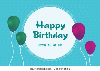 Happy birthday text vector template design Birthday greeting in circle space for typography