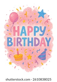 happy birthday text vector template with splash art