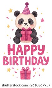 happy birthday text vector template with cute panda