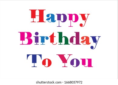 Feliz texto de cumpleaños con fondo blanco.