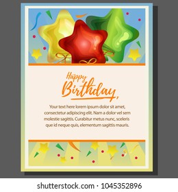 happy birthday theme poster with star balloon
