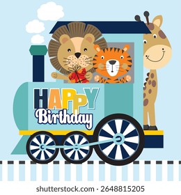 Happy Birthday Train with Animals