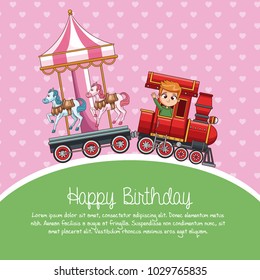 Happy birthday train cartoon