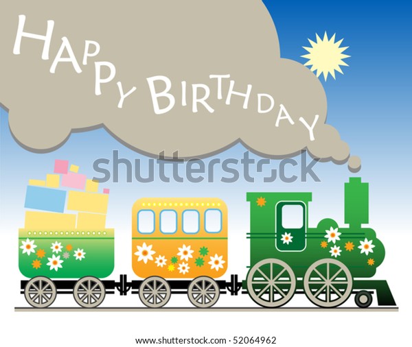 Download Happy Birthday Train Vector Illustration Stock Vector (Royalty Free) 52064962