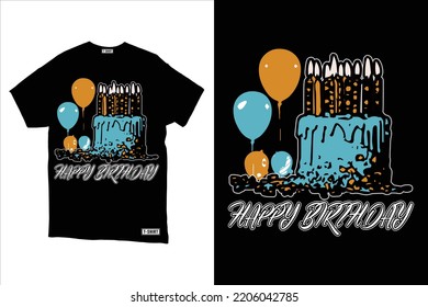 Feliz cumpleaños al diseño de camisetas con vector