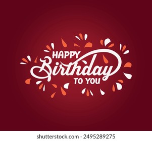 Happy Birthday. T-shirt print design. red  background isolated vector Cute happy birthday social media post feed or story design template for birthday celebration.  Vector illustration birthday card