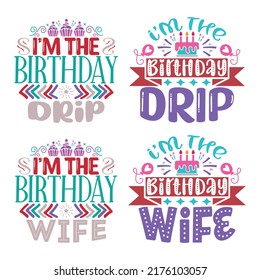 Happy Birthday T-shirt And SVG Design Bundle, Happy Birthday card design elements. Birthday party design for Vector graphic design. Vector EPS Editable File Bundle, can you download this bundle.