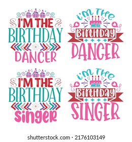 Happy Birthday T-shirt And SVG Design Bundle, Happy Birthday card design elements. Birthday party design for Vector graphic design. Vector EPS Editable File Bundle, can you download this bundle.