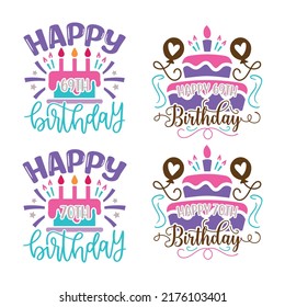 Happy Birthday T-shirt And SVG Design Bundle, Happy Birthday card design elements. Birthday party design for Vector graphic design. Vector EPS Editable File Bundle, can you download this bundle.