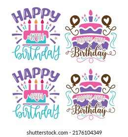 Happy Birthday T-shirt And SVG Design Bundle, Happy Birthday card design elements. Birthday party design for Vector graphic design. Vector EPS Editable File Bundle, can you download this bundle.