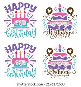 Happy Birthday T-shirt And SVG Design Bundle, Happy Birthday card design elements. Birthday party design for Vector graphic design. Vector EPS Editable File Bundle, can you download this bundle.
