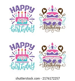 Happy Birthday T-shirt And SVG Design Bundle, Happy Birthday card design elements. Birthday party design for Vector graphic design. Vector EPS Editable File Bundle, can you download this bundle.