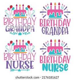 Happy Birthday T-shirt And SVG Design Bundle, Happy Birthday card design elements. Birthday party design for Vector graphic design. Vector EPS Editable File Bundle, can you download this bundle.