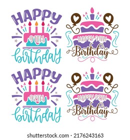 Happy Birthday T-shirt And SVG Design Bundle, Birthday party design for Vector graphic design. Vector EPS Editable File Bundle, can you download this bundle.