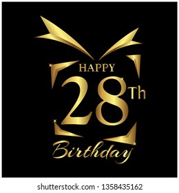 Happy Birthday twenty eight years. Elegan design with number. 