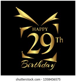 Happy Birthday twenty nine years. Elegant design with number.