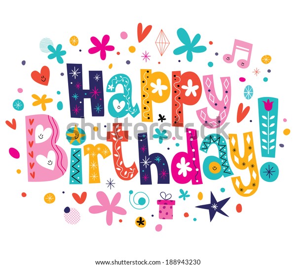 Happy Birthday Type Text Stock Vector (Royalty Free) 188943230