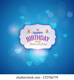 Happy Birthday Typographic Card, Vector Abstract Red Colors Background Template