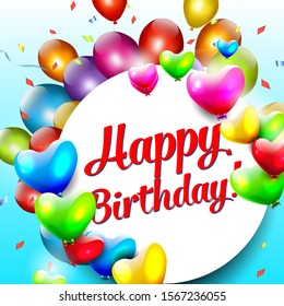 Happy Birthday Typographic design in an abstract Background with Balloons - vector