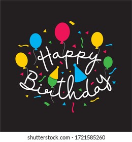 HAPPY BIRTHDAY TYPOGRAPHIC FOR INVITATION CARD, BIRTHDAY CARD, GREETING CARD AND VECTOR LETTERING ILLUSTRATION 