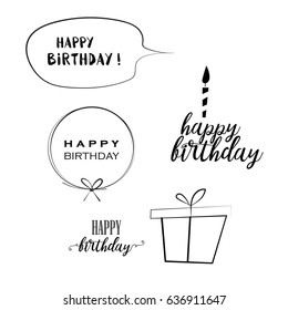Happy Birthday typographic set. Vector design for greeting cards, print and clothes.