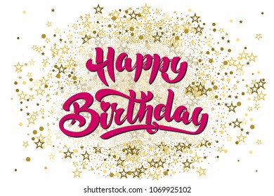 Happy Birthday Typographic vector design for greeting card, birthday card, invitation card, lettering composition. Handwritten modern brush lettering. Vector illustration