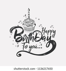 Happy Birthday Typographic vector design for greeting card, birthday card, invitation card, isolated text, lettering composition