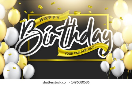 Happy Birthday Typographic vector design for greeting card, birthday card, invitation card, isolated text, lettering composition. Vector Illustration eps.10