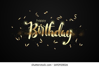 Feliz cumpleaños diseño vectorial tipográfico para tarjetas de felicitación, Vector lujosas palabras doradas, Ilustración vectorial