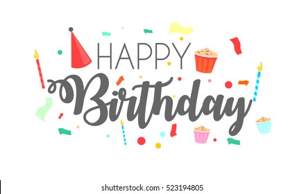 Happy Birthday typographic vector design for greeting cards, Birthday card, invitation card. Isolated birthday text, lettering composition. Vector Illustration eps.10