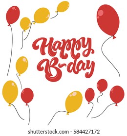 Happy Birthday typographic vector design for greeting cards, Birthday card, invitation card. Isolated b-day text, colorful lettering composition with balloon