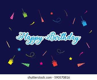 Happy Birthday typographic vector design illustration for greeting cards, Birthday card, invitation card. Isolated birthday text, lettering composition.