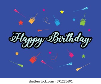 Happy Birthday typographic vector design illustration for greeting cards, Birthday card, invitation card. Isolated birthday text, lettering composition.