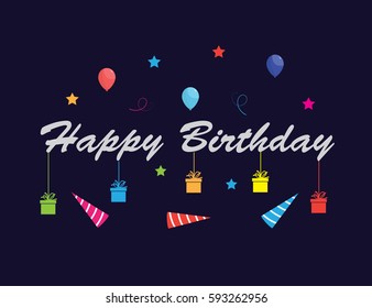 Happy Birthday typographic vector design illustration for greeting cards, Birthday card, invitation card. Isolated birthday text, lettering composition.