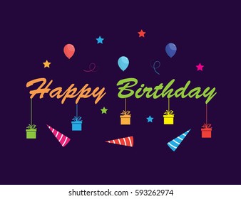Happy Birthday typographic vector design illustration for greeting cards, Birthday card, invitation card. Isolated birthday text, lettering composition.