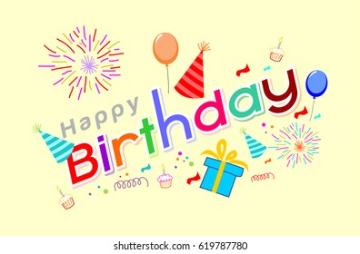 Happy Birthday typographic vector design for greeting cards, Birthday card, invitation card. Isolated birthday text, lettering composition. Vector Illustration eps.10