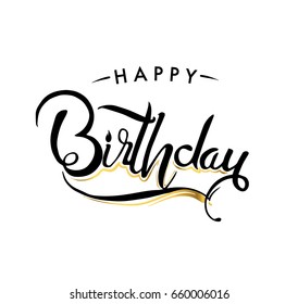 Happy Birthday Typographic vector design for greeting card, birthday card, invitation card, Handwritten modern brush lettering isolated on white background