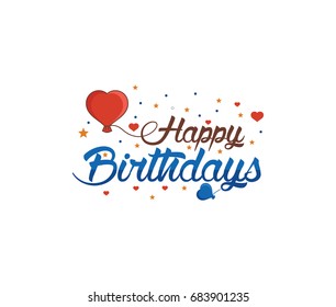 Happy Birthday typographic vector design for greeting cards, Birthday card, invitation card. Isolated birthday text, lettering composition. Vector Illustration 