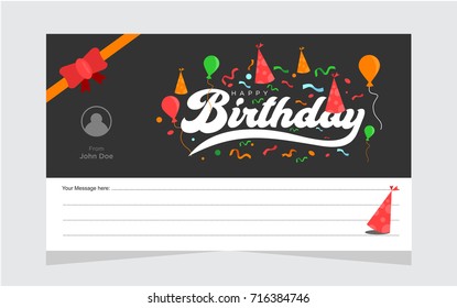 Happy Birthday Typographic vector design for greeting cards, Birthday card, invitation card. Isolated birthday text, lettering composition with Message Box text