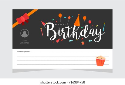 Happy Birthday Typographic vector design for greeting cards, Birthday card, invitation card. Isolated birthday text, lettering composition with Message Box text