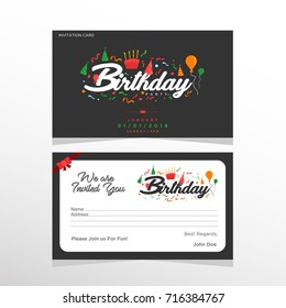 Happy Birthday Typographic vector design for greeting cards, Birthday card, invitation card. Isolated birthday text, lettering composition in Front and Back Side.