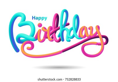 Happy Birthday Typographic vector design in 3D Liquid Style for greeting cards, Birthday card, invitation card. Isolated birthday text, creative lettering. Vector Illustration eps.10