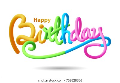 Happy Birthday Typographic Vector Design 3d Stock Vector (Royalty Free ...