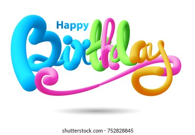 Happy Birthday Typographic vector design in 3D Liquid Style for greeting cards, Birthday card, invitation card. Isolated birthday text, creative lettering. Vector Illustration eps.10