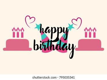 Happy Birthday typographic vector design for greeting cards, print and cloths. Isolated birthday text, lettering composition.