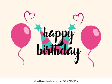 Happy Birthday typographic vector design for greeting cards, print and cloths. Isolated birthday text, lettering composition.