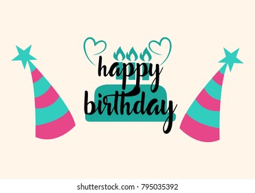 Happy Birthday typographic vector design for greeting cards, print and cloths. Isolated birthday text, lettering composition.