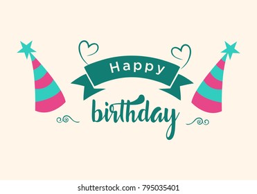 Happy Birthday typographic vector design for greeting cards, print and cloths. Isolated birthday text, lettering composition.