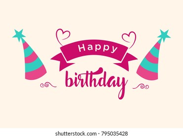 Happy Birthday typographic vector design for greeting cards, print and cloths. Isolated birthday text, lettering composition.